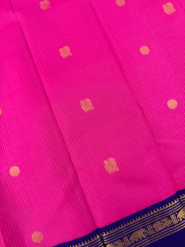 Exclusive Kanchivaram Korvai Pure Silk Pure Zari Silk Saree | Bubblegum Pink & Purple | Gold Zari | Handwoven | Ships from California